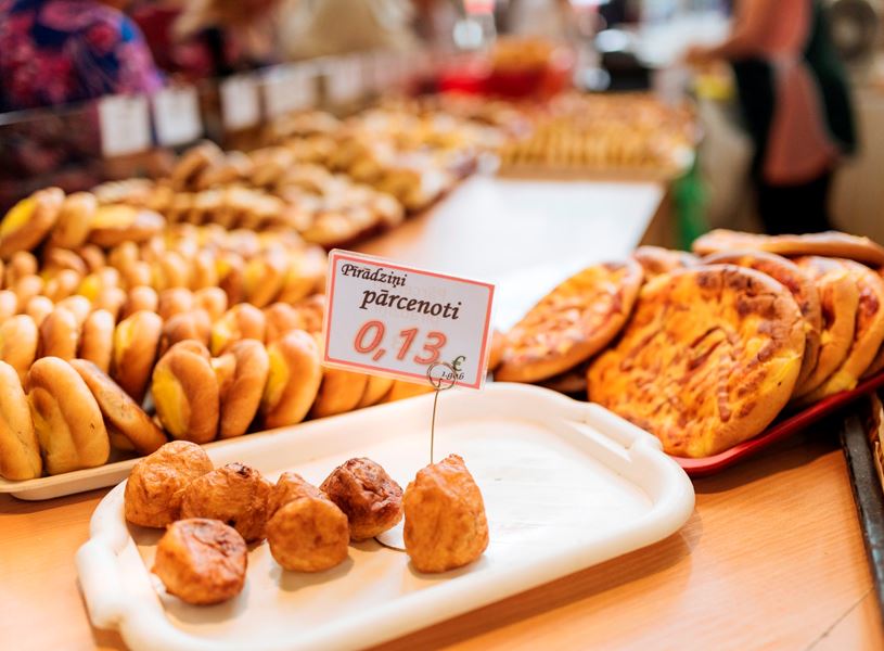 Snacks at Central Market in Riga, Latvia