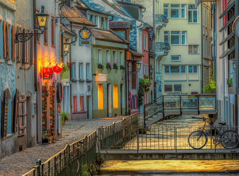 The Old Town and canal in Freiburg, Germany