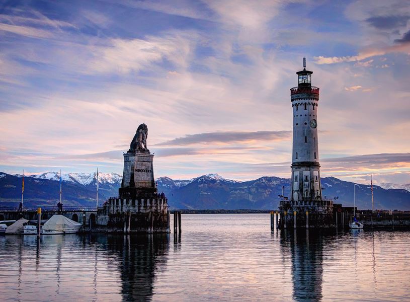 The Bavarian lion monument in Lindau, Germany