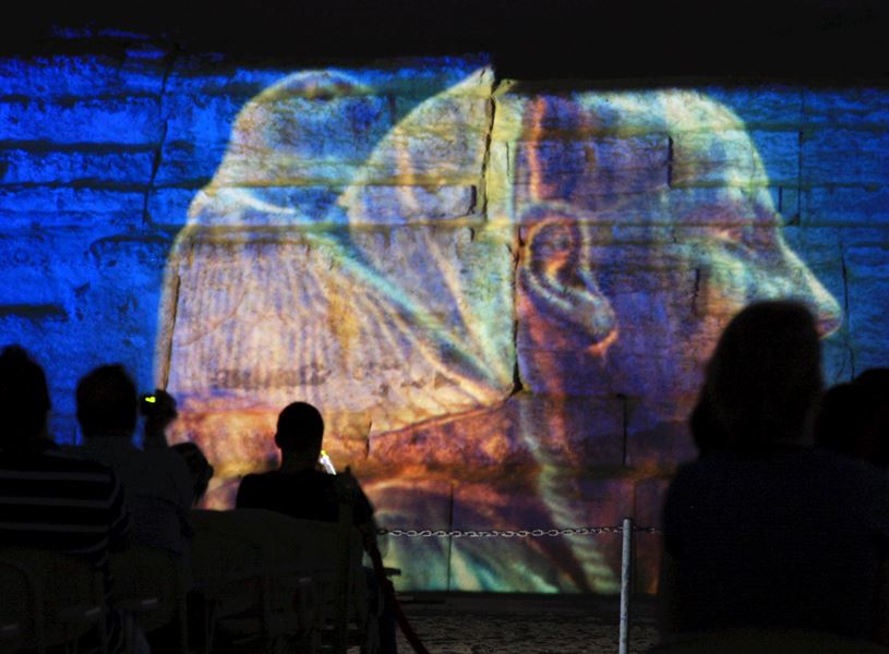 Sound and light show at the Great Pyramids of Giza Pyramids in Egypt