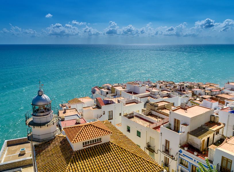 View over the town of Peniscola in the region of Valencia, Spain