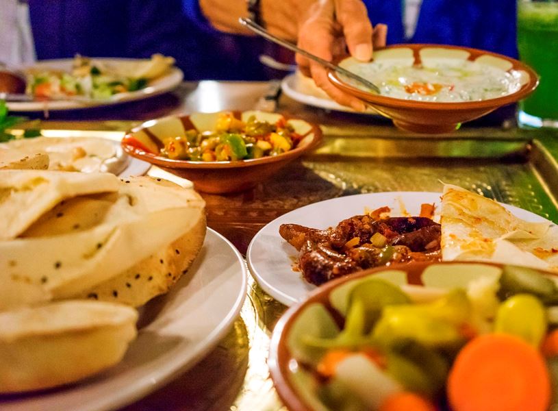 Mezze style dishes in Amman, Jordan
