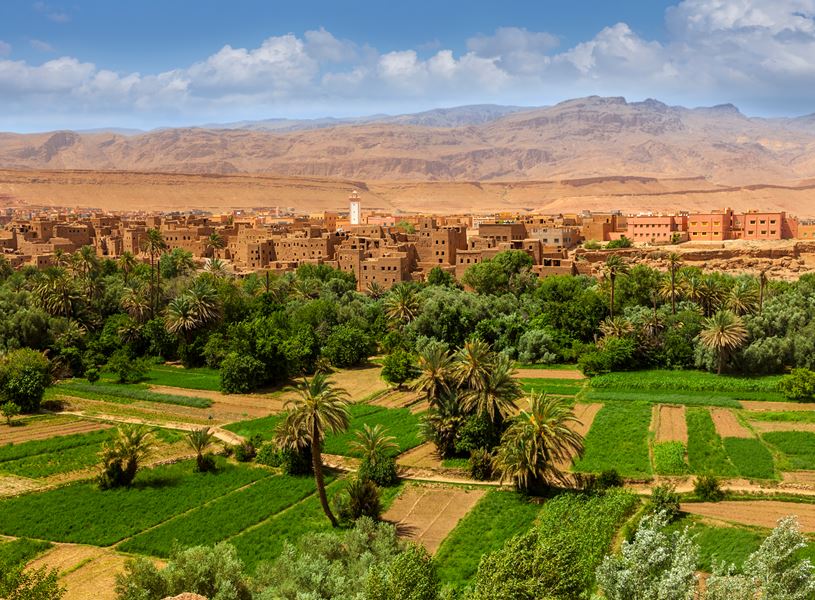 Scenic view of Boumalne du Dades town in Todra Valley, Morocco