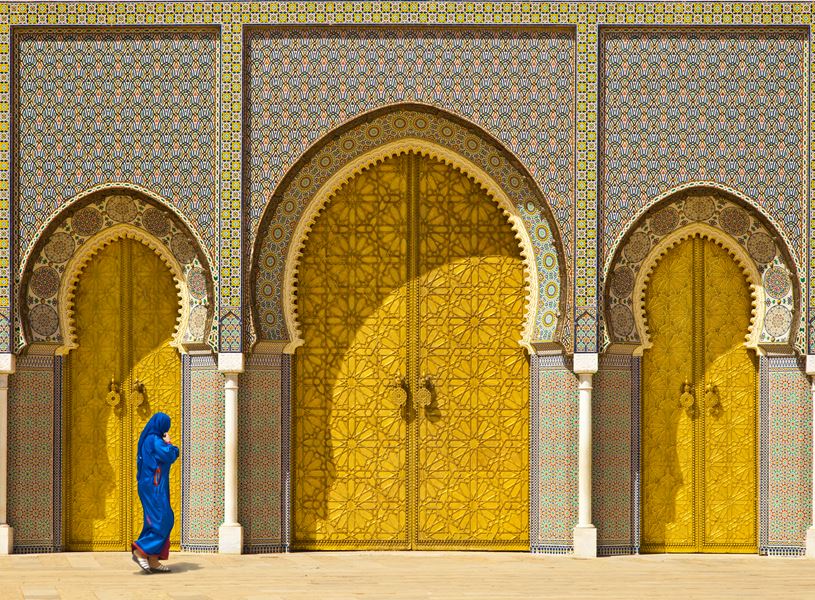 Golden door of The Dar al-Makhzen, Royal Palace of Fes, Morocco