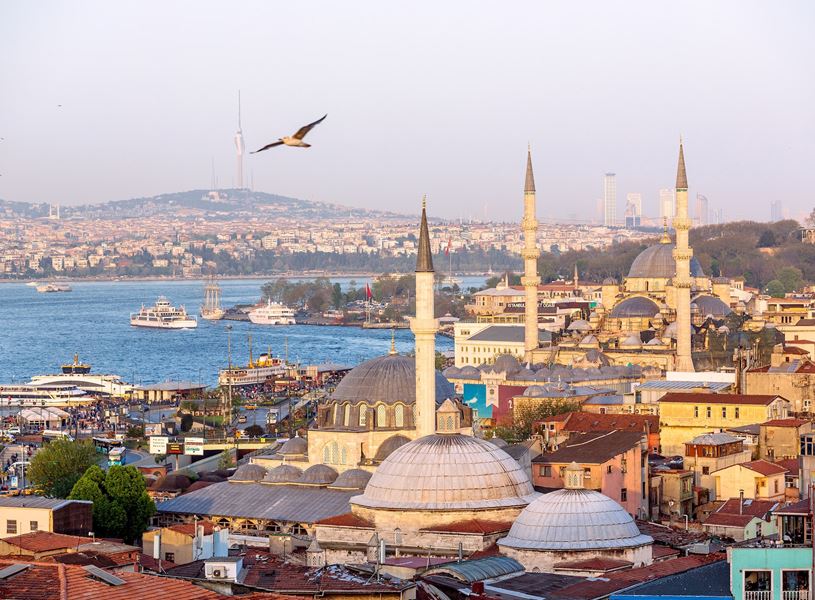 Istanbul Skyline at Sunset, Turkey
