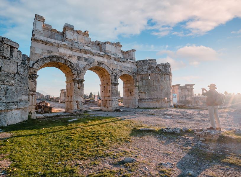 Ancient Ruins in Hierapolis Pamukkale, Turkey