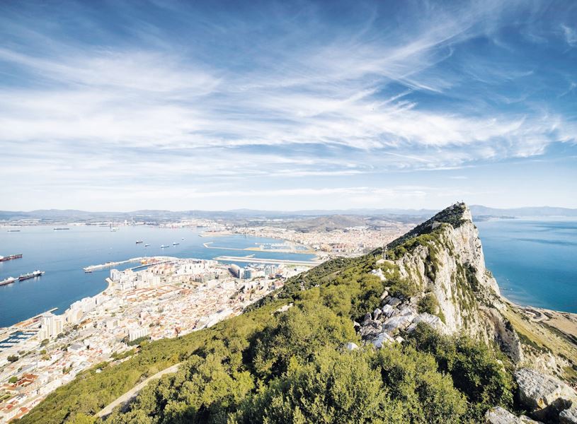 Gibraltar and the Mediterranean sea from The Rock of Gibraltar