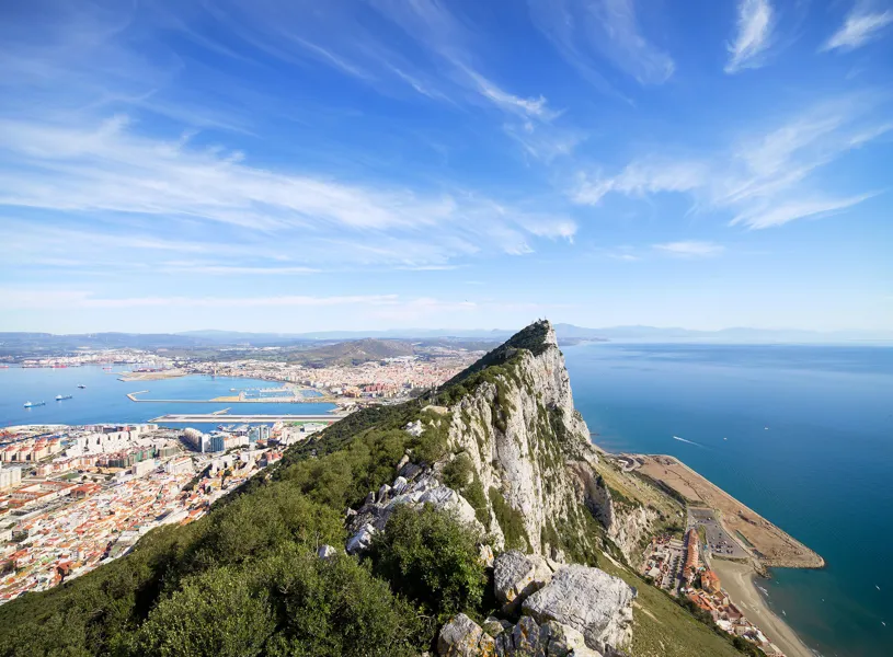 Gibraltar and the Mediterranean sea from The Rock of Gibraltar