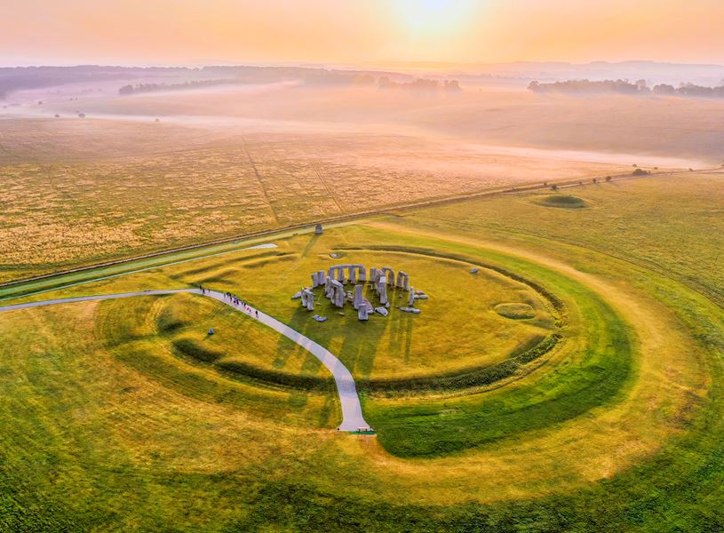Aerial view Stonehenge, Salisbury Plain, England