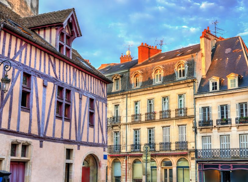 Traditional buildings in the Old Town of Dijon, France