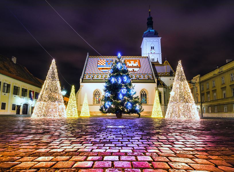 Church during Christmas in Zagreb, Croatia 