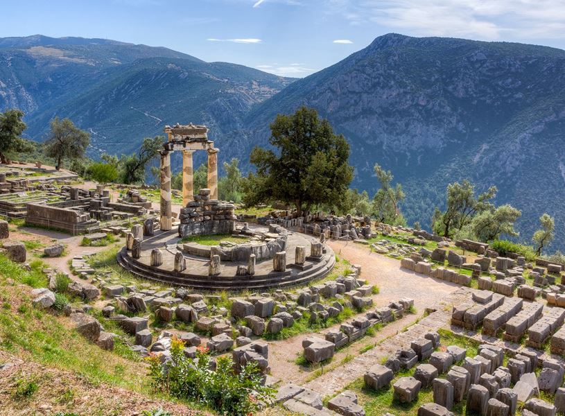 The sanctuary of Athena Pronaia, Delphi, Greece