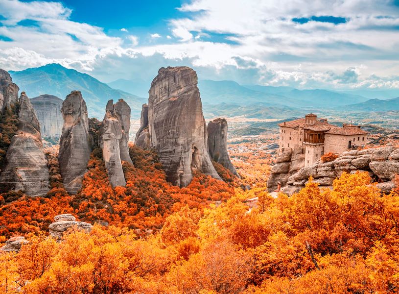 Meteora monastery in autumn, Meteora, Greece 
