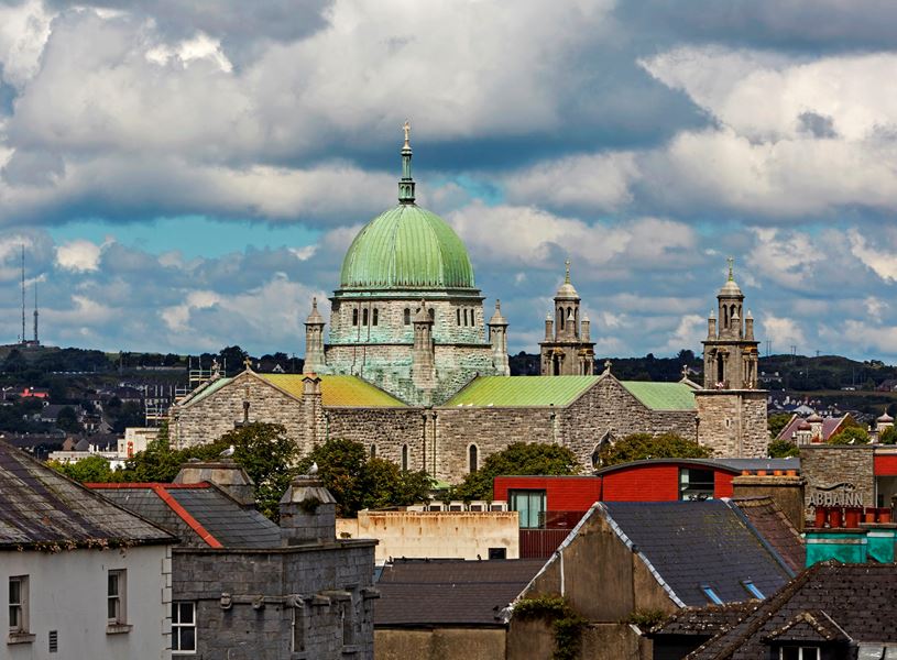 Skyline of Galway with Galway cathedral, Ireland
