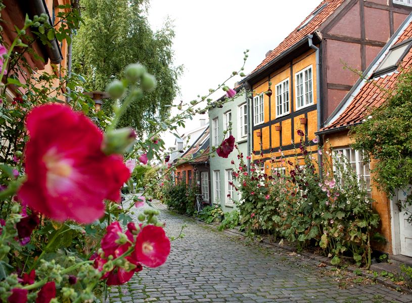 Colourful houses in Aarhus, Denmark