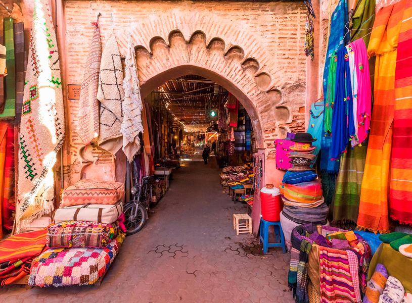 Souvenirs at the Souk near Jamaa el Fna in Marrakesh, Morocco