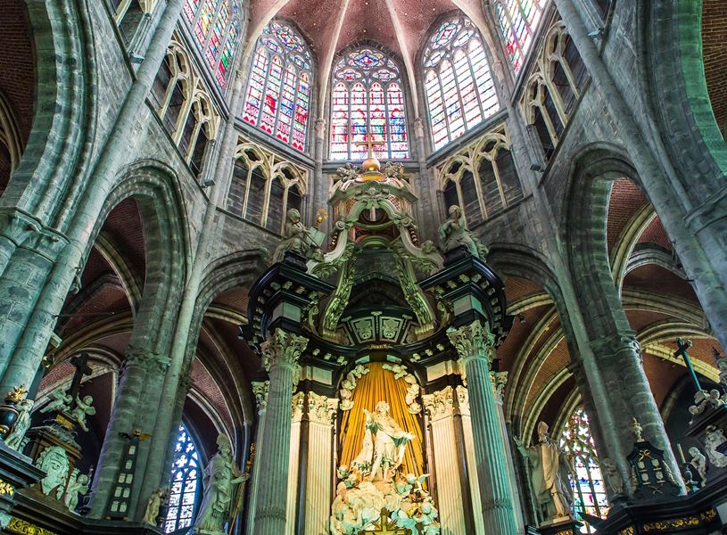 Interiors of Saint Bavo's Cathedral, Ghent, Belgium 