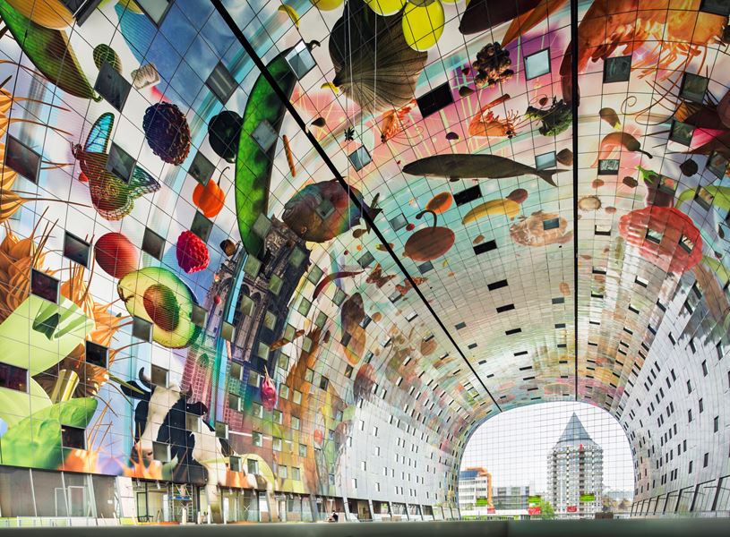 Markthal a colourful indoor market in Rotterdam, Netherlands