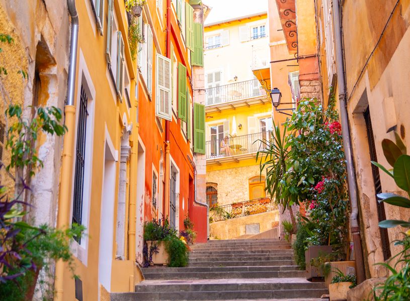 Colorful traditional houses in Nice, France