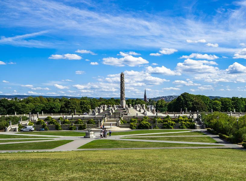 Panorama of Frogner Park, Oslo, Norway