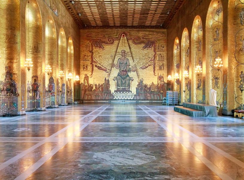 Golden room in Stockholm town hall, Sweden
