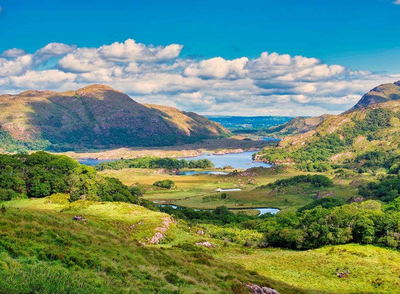 Scenic landscape and mountains on The Ring of Kerry in Killarney, Ireland