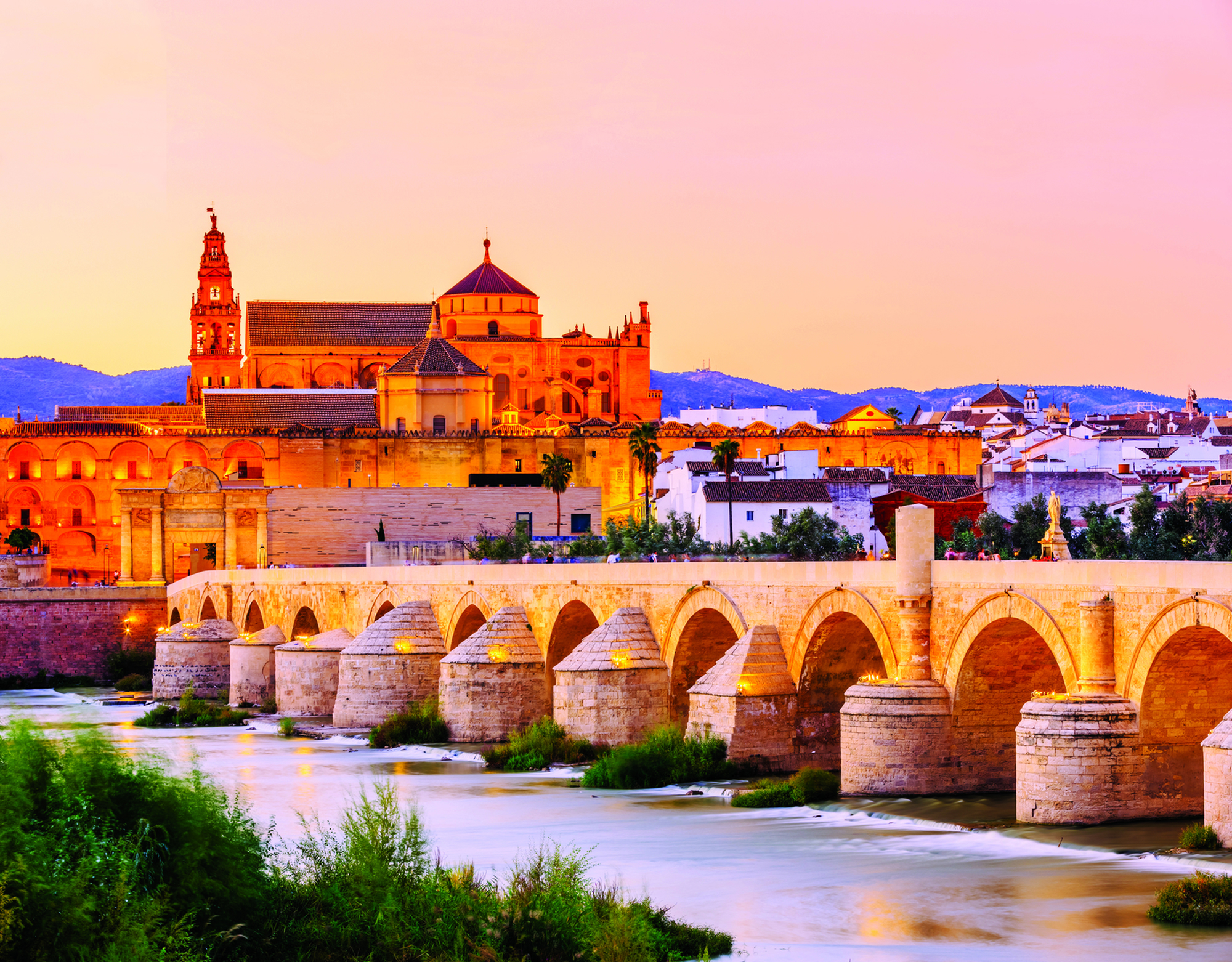 Roman Bridge leading to the Mezquita in Cordoba, Spain
