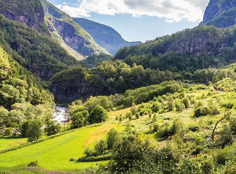 Flam train journey in Flam, Norway