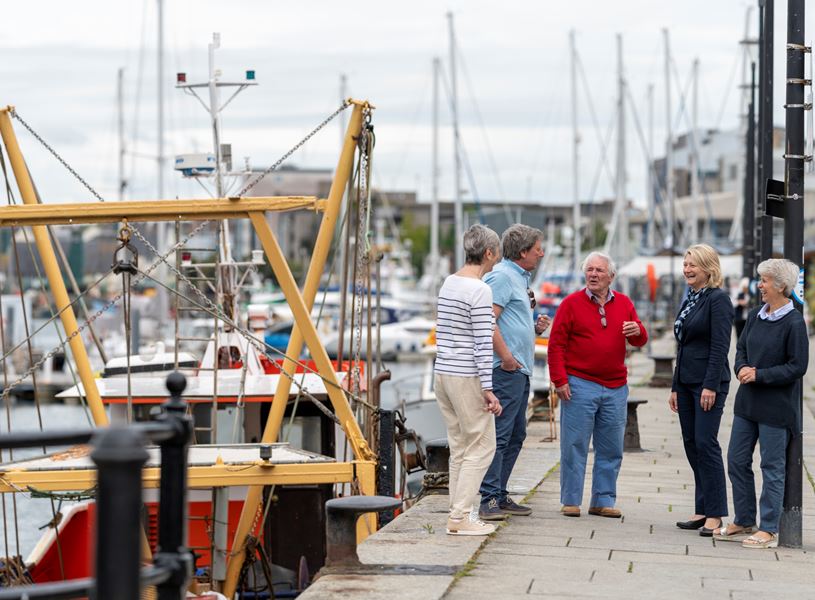 Guests exploring the harbour in Plymouth, England