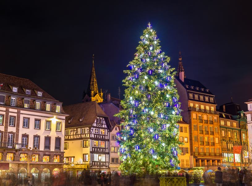 Christmas tree at the famous Christmas Market in Strasbourg, France