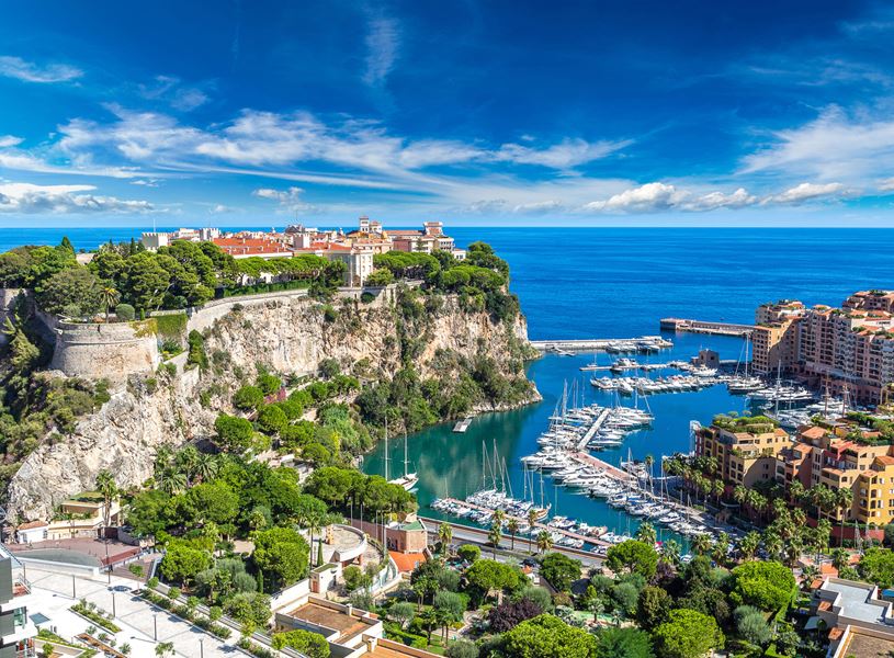 Panoramic view of Monaco with The Prince's Palace, Monaco