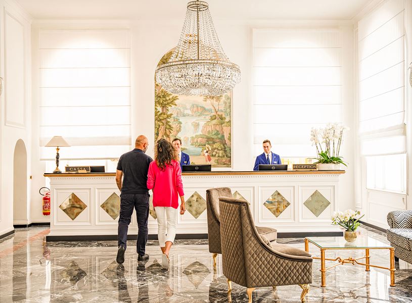 The lounge area of the Grand Hotel Quisisana, Capri, Italy