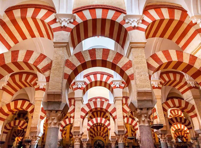 The arche Pillars of Mezquita in Cordoba, Spain