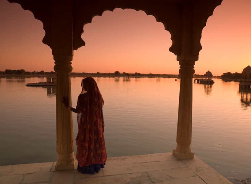 The tranquil Garhi Sagar Lake, Jaisalmer, India