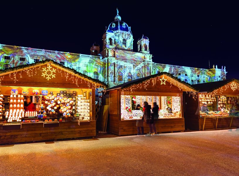 See the Christmas market stalls in Vienna Austria