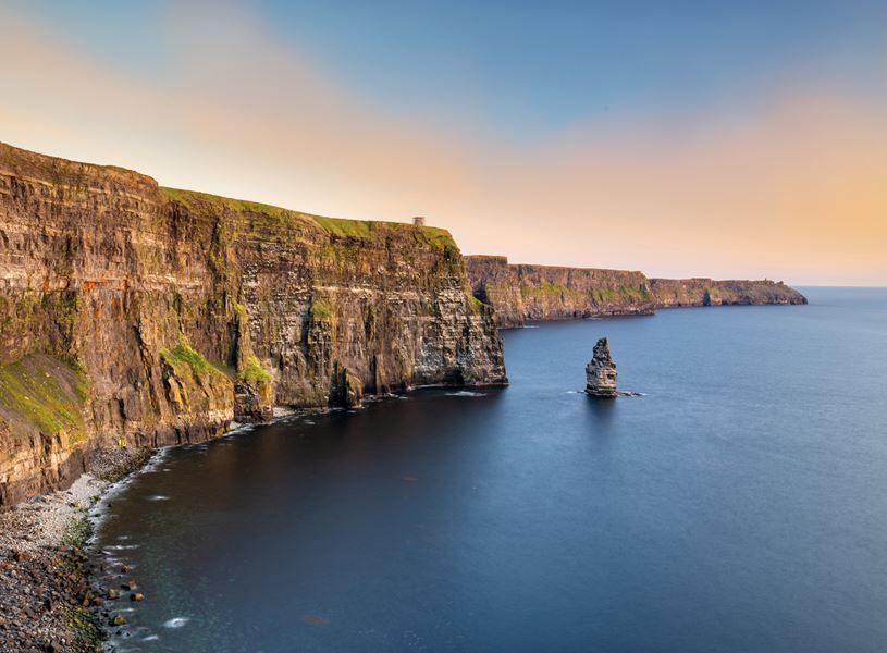 Sun setting on the, Cliffs of Moher, Ireland 
