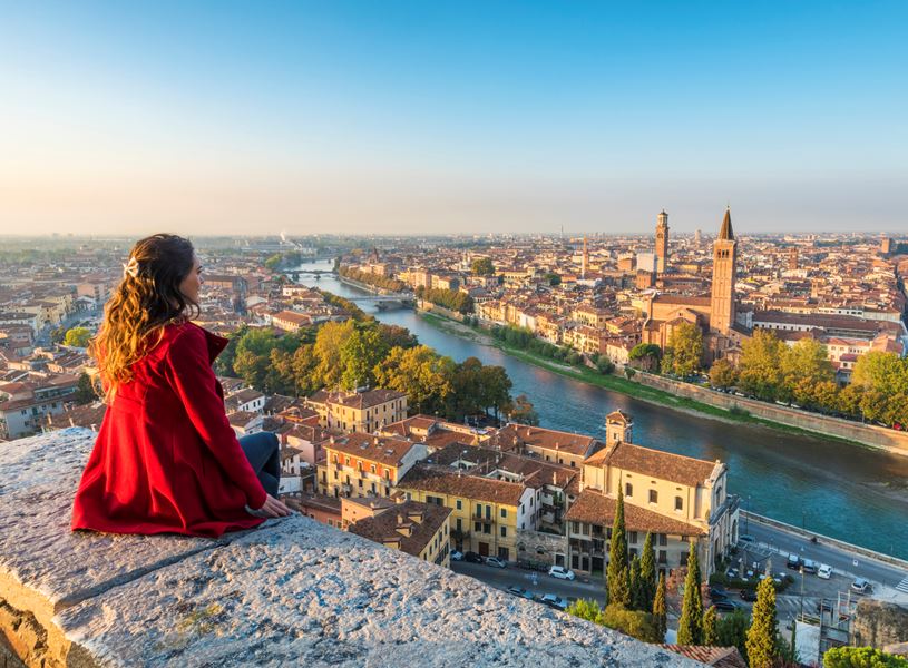 View of Old Town Verona, Italy 