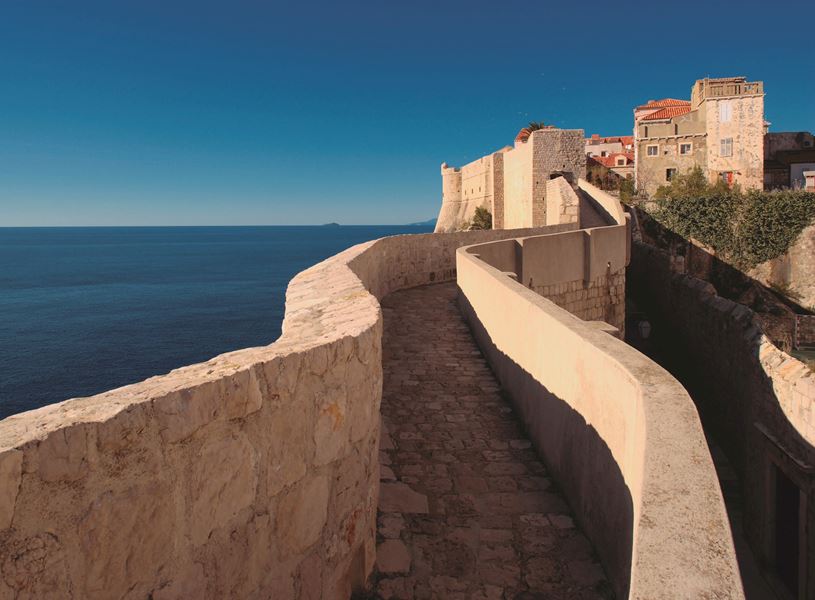 Walk along the fortified city walls Dubrovnik Croatia