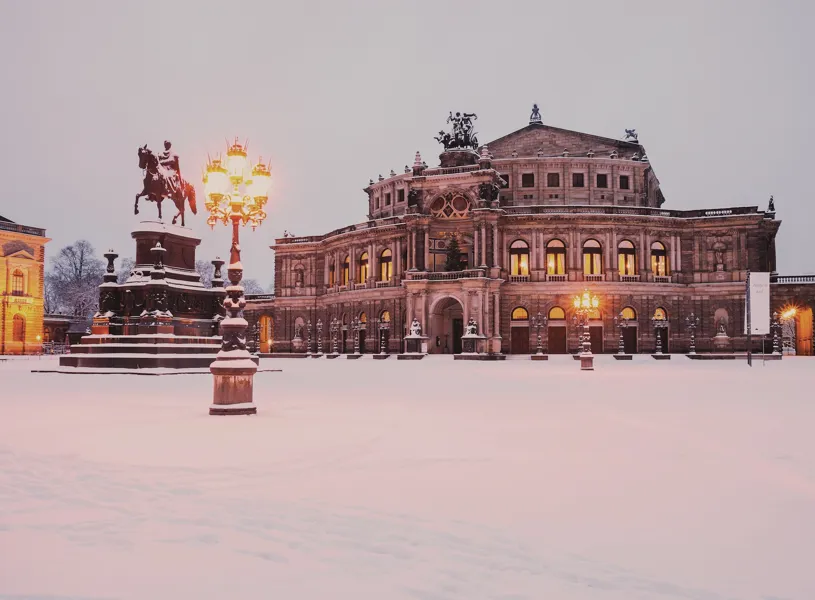Semperoper in winter, Dresden Germany