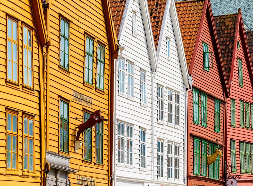 Colourful facades of Bryggen, Norway
