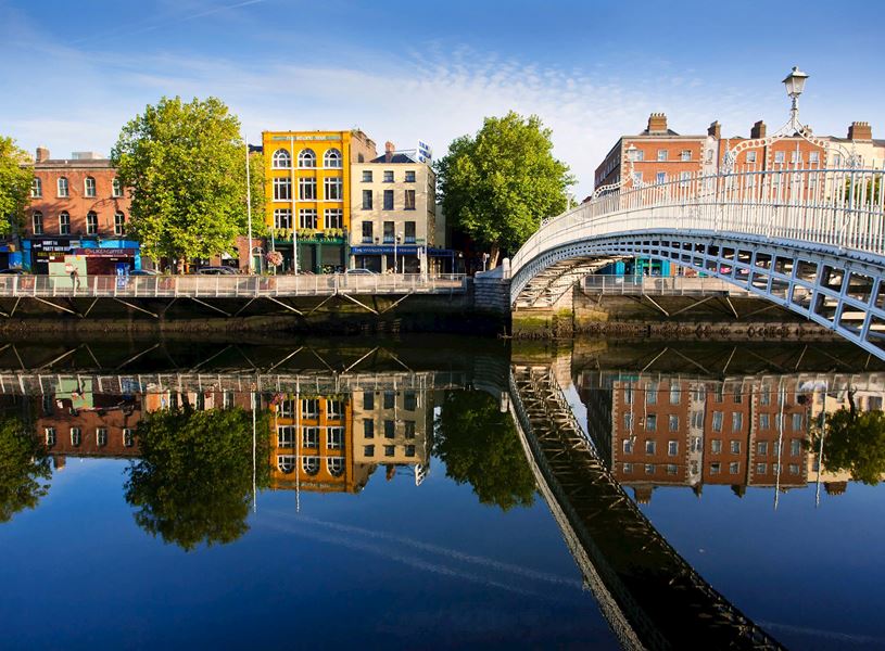 The Ha'penny Bridge in Dublin, Ireland