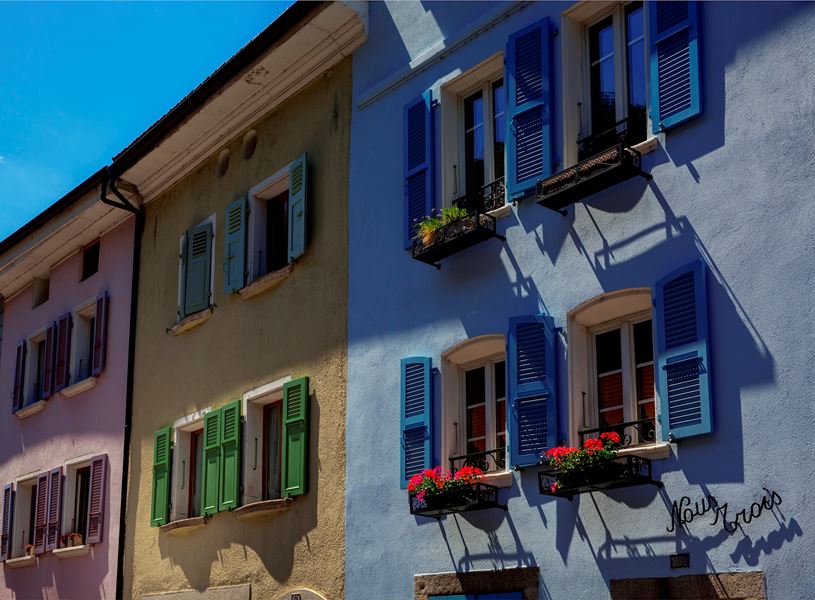 Colourful houses Martigny, Switzerland