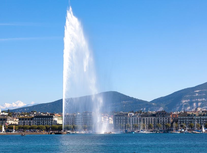 The Jet d'eau in Geneva, Switzerland