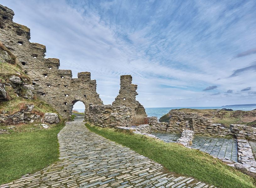 Tintagel Castle ruins in Cornwall, England
