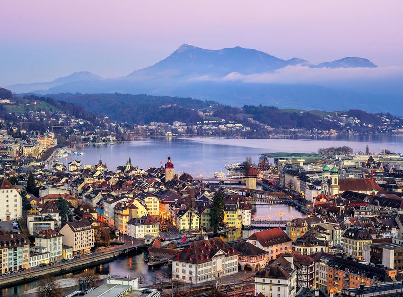 An evening cityscape of Lucerne, Switzerland