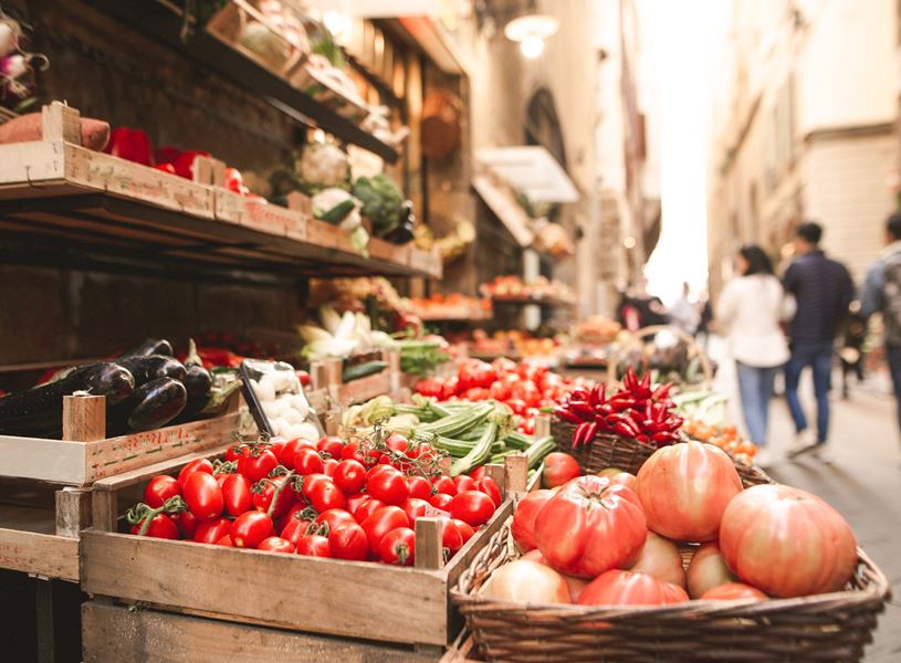 Fresh food at the market in Palermo, Sicily, Italy