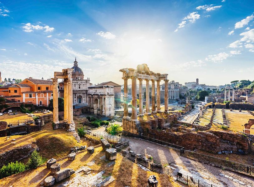Ancient ruins of Roman Forum in Rome, Italy