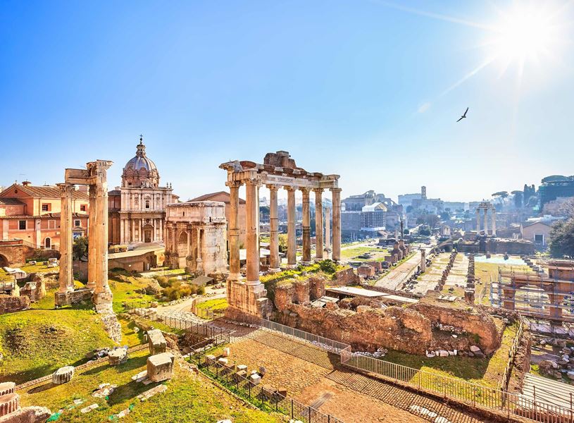 Ancient ruins of Roman Forum in Rome, Italy