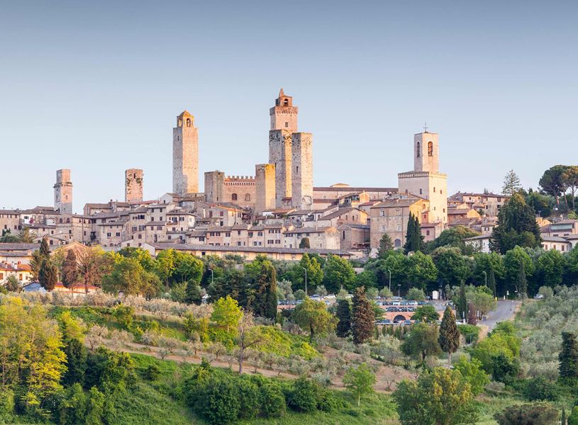 "Panoramic view of San Gimignano in Tuscany, Italy
