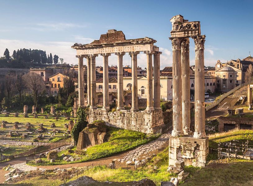Ancient ruins of Roman Forum in Rome, Italy